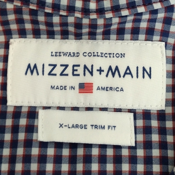 Mizzen+Main Leeward Men's Plaid Long Sleeve Button Down Dress Shirt Size XL - Picture 9 of 12